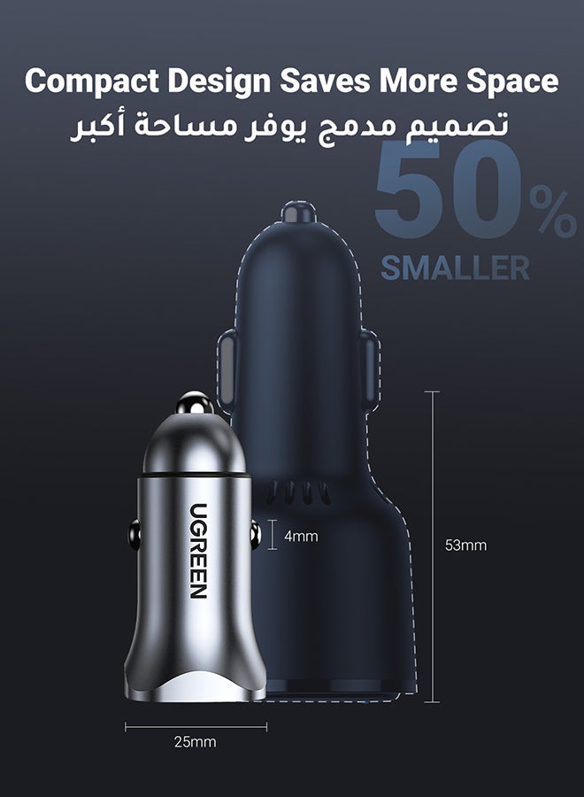 يو جرين شاحن سيارة سريع بي دي 20 واط لايفون 15 برو ماكس، محول سيارة بمنفذ USB و تايب سي لايفون 15 برو/ 14/15 برو ماكس/14/ 13/ 13 ميني/ 12 برو ماكس/ ايباد 9/ ايباد ميني 6 وسامسونج اس 21 وهواوي ميت 20 - Image 2